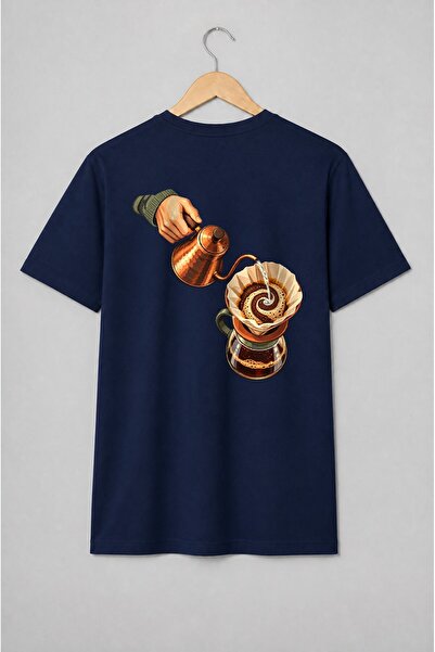 Generic Brand Tricou unisex cu Cafea la filtru cu ibric și carafă stil barista