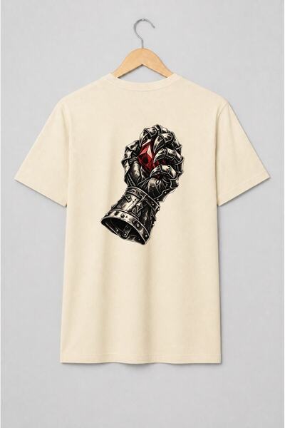 Generic Brand Tricou unisex cu Mănușă de armură medievală cu cristal roșu