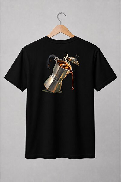 Generic Brand Tricou unisex cu Cafetieră moka cu cafea – stil industrial