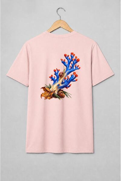 Generic Brand Tricou unisex cu Melc pe ramură cu ghindă în stil botanic