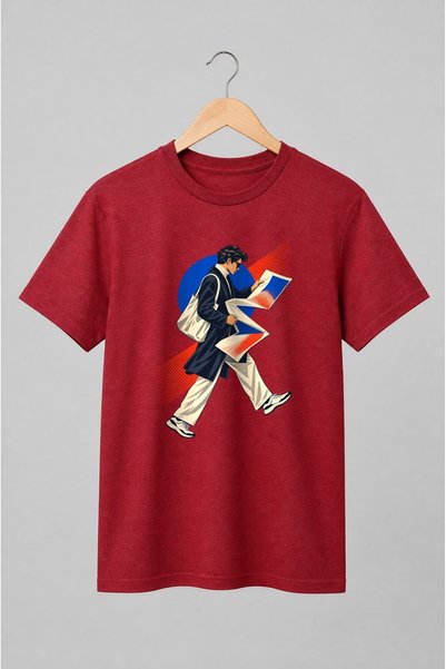Generic Brand Tricou unisex cu Cititor cu foi grafice stil pop-art