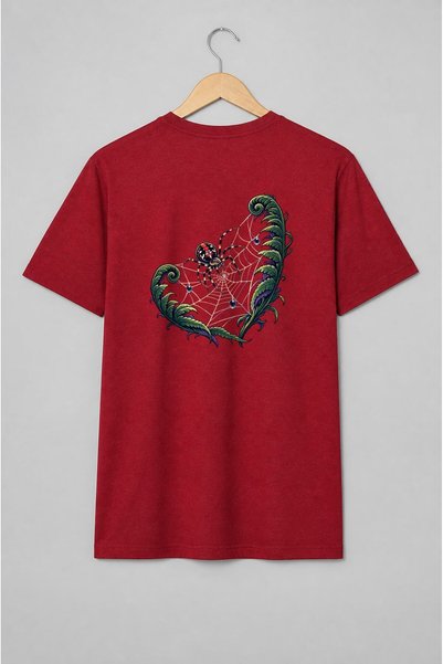 Generic Brand Tricou unisex cu Păianjen pe pânză cu motiv gotic