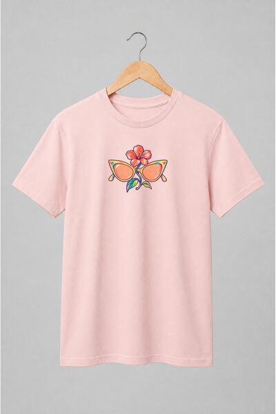 Generic Brand Tricou unisex cu Ochelari de soare cu floare stil retro romantic