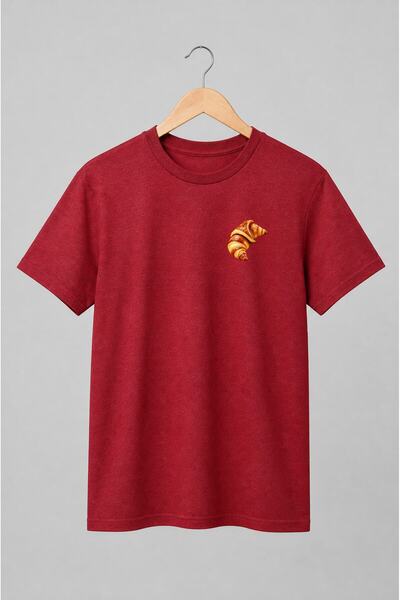 Generic Brand Tricou unisex cu Două croissante suprapuse în stil ilustrat