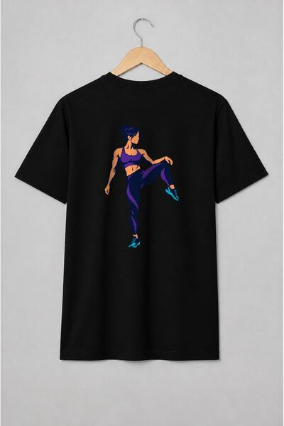 Generic Brand Tricou unisex cu Femeie sportivă în ținută fitness