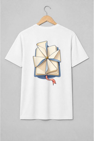 Generic Brand Tricou unisex cu Carte deschisă cu semn de carte vintage