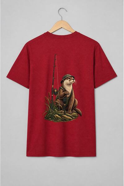 Generic Brand Tricou unisex cu Vidră pescar cu undiță stil outdoor