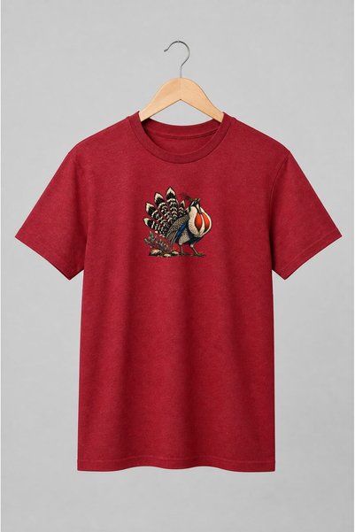 Generic Brand Tricou unisex cu Pasăre exotică cu coadă în evantai vintage
