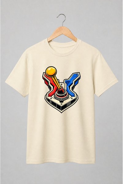 Generic Brand Tricou unisex cu Joystick arcade retro cu grafică vectorială