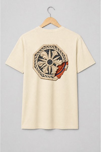 Generic Brand Tricou unisex cu Rozetă arhitecturală clasică spartă cu ornamen...