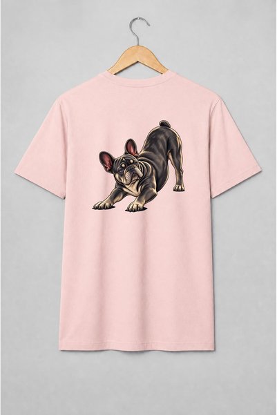 Generic Brand Tricou unisex cu Bulldog francez stil urban