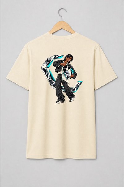 Generic Brand Tricou unisex cu Bărbat cu disc de vinil și undă sonoră streetwear