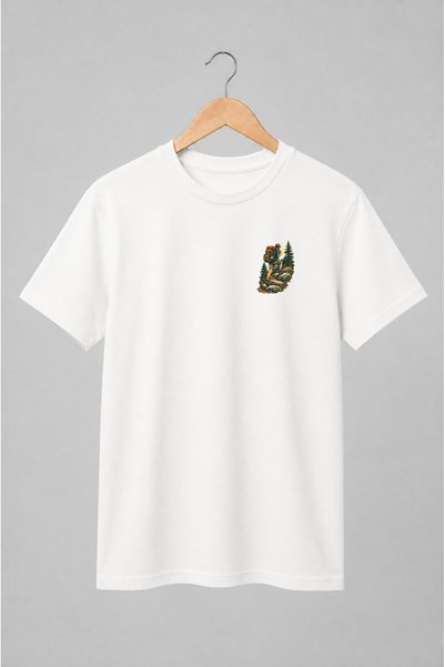 Generic Brand Tricou unisex cu Drumeț cu rucsac în pădure stil vintage