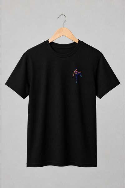 Generic Brand Tricou unisex cu Femeie în echipament sportiv stil vectorial