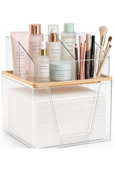 ANGJU Makeup Organizer, 2 in 1 Disposable Facial Towel Holder and Cosmetic Or...