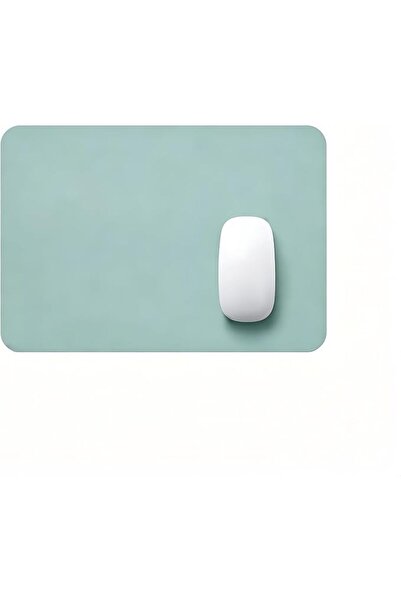 Generic Dual Sided Leather Mouse Pad, Waterproof Non‑Slip(Light green & gray)