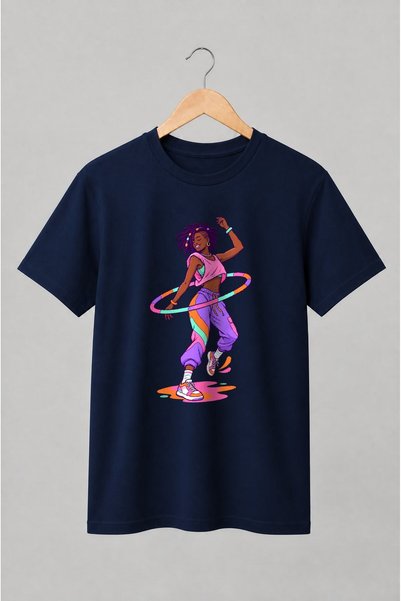 Generic Brand Tricou unisex cu Femeie cu hula hoop în dans urban