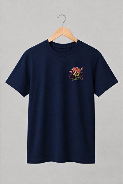 Generic Brand Tricou unisex cu Floare roșie pe șapcă militară pop art