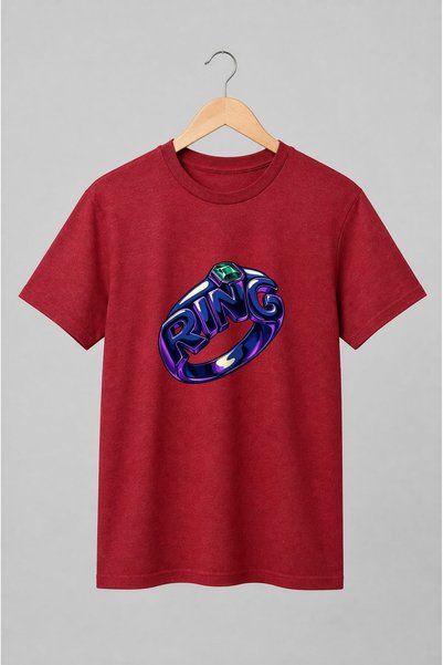 Generic Brand Tricou unisex cu Inel KING cu gemă verde în stil pop-art