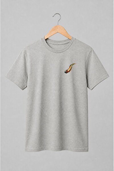 Generic Brand Tricou unisex cu Meteor cu coadă de foc stil low poly
