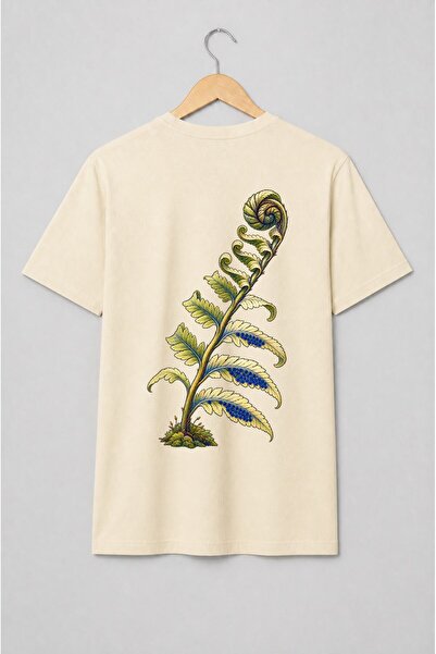 Generic Brand Tricou unisex cu Ferigă cu frunze spiralate ilustrație botanică