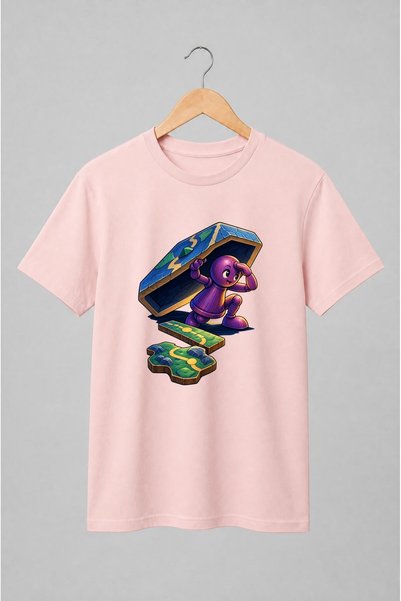 Generic Brand Tricou unisex cu Personaj mov pe tablă de joc fantasy