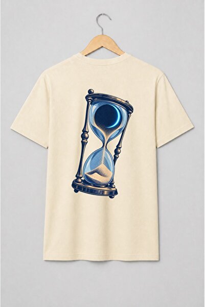 Generic Brand Tricou unisex cu Clepsidră cu semilună în stil vintage