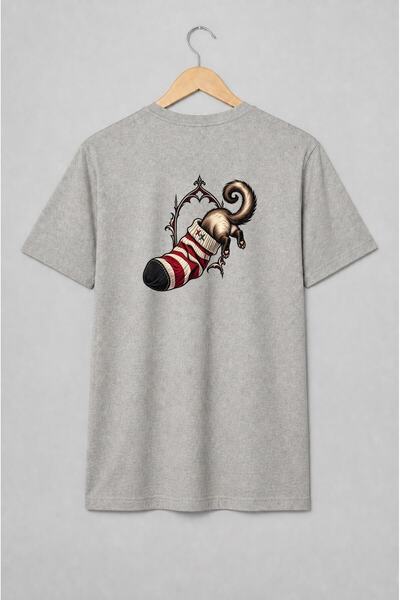 Generic Brand Tricou unisex cu Pisică pufoasă în ciorap festiv, stil gotic