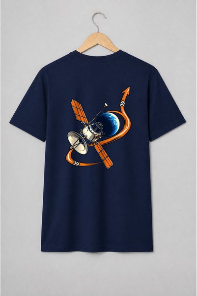 Generic Brand Tricou unisex cu Satelit spațial și Pământ în stil comic
