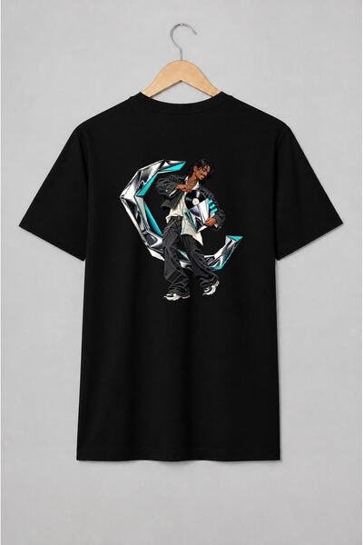 Generic Brand Tricou unisex cu Bărbat cu disc de vinil și undă sonoră streetwear