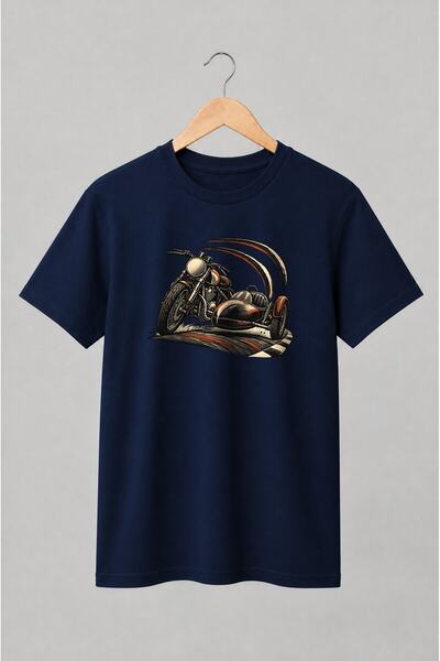 Generic Brand Tricou unisex cu Motocicletă cu ataș vintage