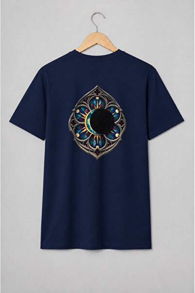 Generic Brand Tricou unisex cu Eclipsă solară în rozetă gotică