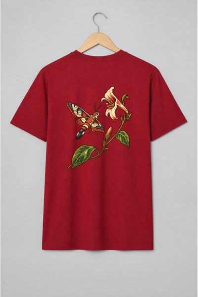 Generic Brand Tricou unisex cu Molie colibri și floare botanică