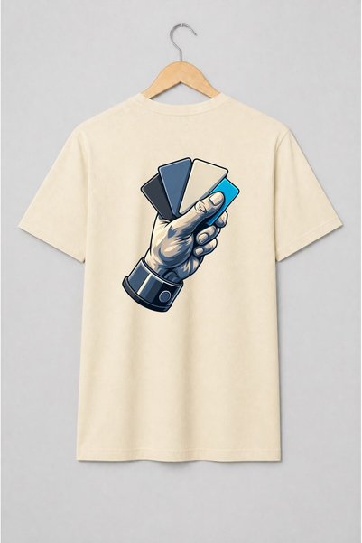 Generic Brand Tricou unisex cu Mână cu cărți de joc în stil comic