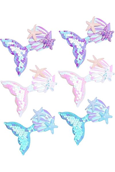 Roxolana 6 Pcs Mermaid Hair Clips for Girls Aurora Sequins Fish Tail Hairpin