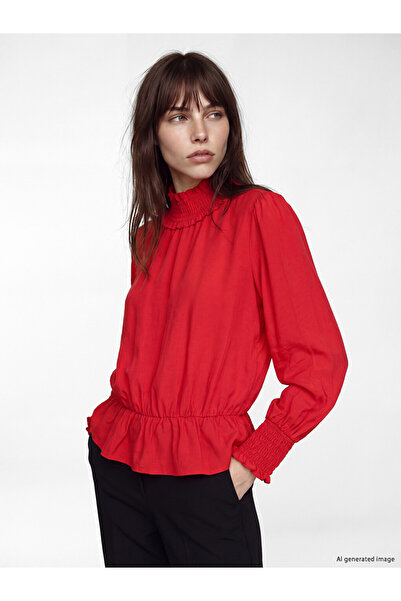 LC Waikiki Rmz Gi̇yi̇m Farkiyla Dik Roba Collared Gathered Blouse