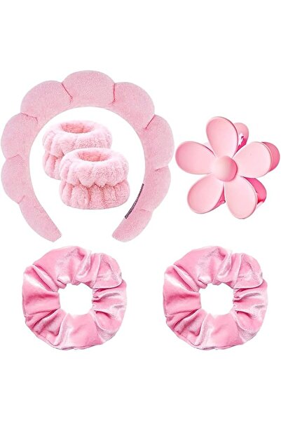 Tazweeq 6-Piece Spa Headband & Wristband Set, Soft Terry Cloth Face Wash Hair...