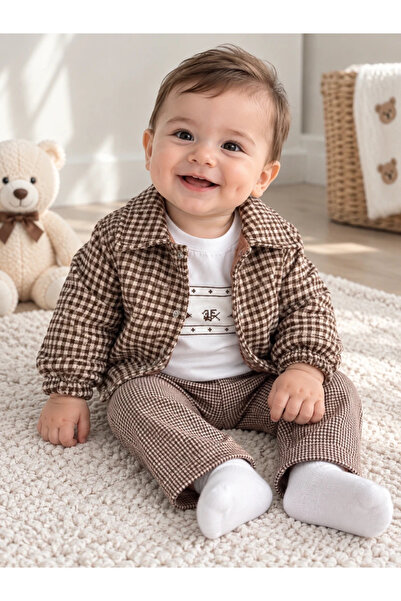hümabebe طقم أطفال أولادي موسمي مكون من 3 قطع بتفاصيل منقوشة