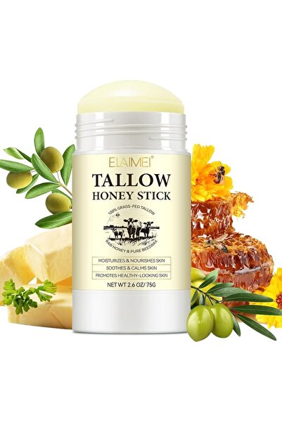 ELAIMEI Beef Tallow Balm Stick, Hydrating Tallow Balm with Raw Honey and Bees...
