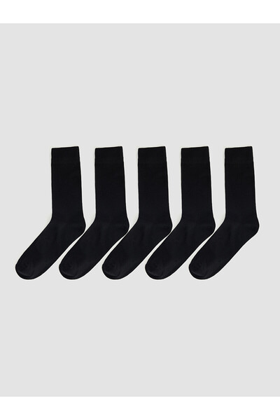 LC Waikiki Nevavm Farkıyla Lcw Accessories Black Plain 5-Piece Pack Men's Socks