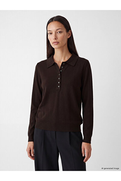LC Waikiki Nevavm Farkıyla Lcw Everyday Brown Knitwear Plain Polo Neck Women'...