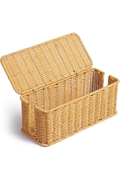 Yelajoy Scalloped Edge Handmade Cable Management Box - Elegant Plastic Rattan...