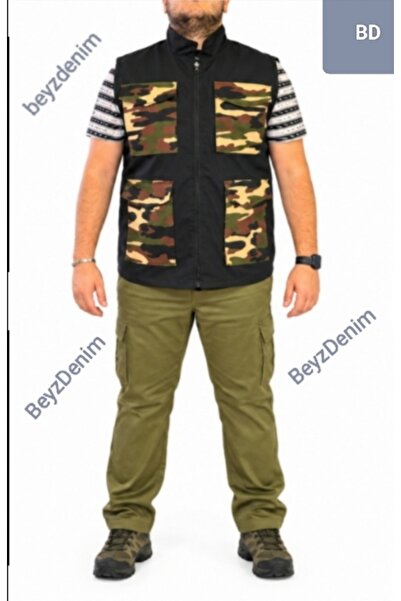 BeyzDenim vestă de camuflaj pentru climă rece, ripsstop afumat + camuflaj bor...
