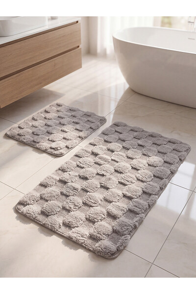 LC Waikiki Nevavm Farkıyla Lcw Home Gray Patterned 50X60 / 60X100 cm Bath Mat