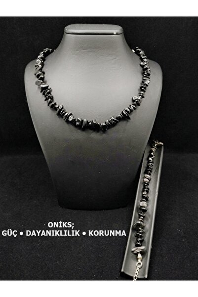 SEVA'S BİJUTERİ Natural Onyx Stone Necklace & Bracelet Set – Natural Stone Je...