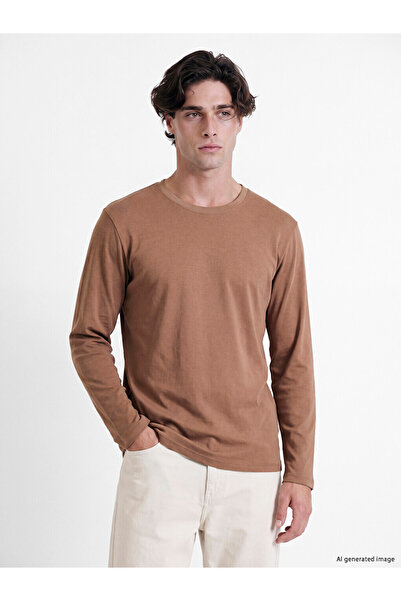 LC Waikiki Rmz Gi̇yi̇m Farkiyla Zero Roba Collar Long Sleeve Men's T-Shirt