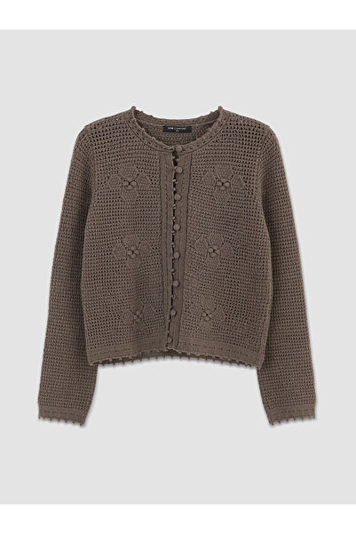 LC Waikiki Lcw Comfort Gray Knitwear Patterned Cardigan with Nevavm Difference