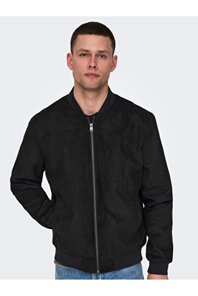 Only & Sons Only & Sons Normal Siyah Erkek Ceket ONSLUCAS FAKE SUEDE BOMBER O...