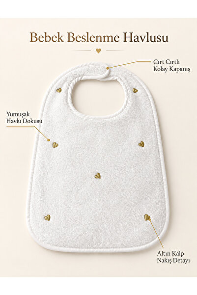 la lune home Baby Feeding Bib 100% Cotton Terry Fabric with Velcro Fastener a...