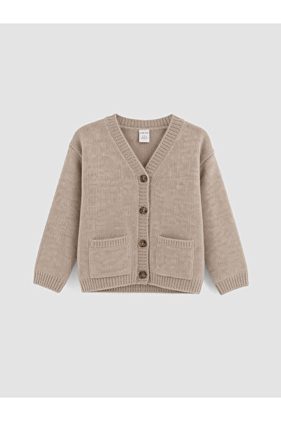 LC Waikiki Nevavm Farkıyla Lcw Baby Beige V-Neck Baby Boy Knitwear Sweater